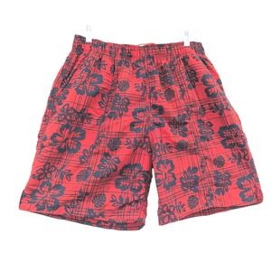 UZZI Swim Shorts Men's Large Mesh Lined Red Blue Pockets Trunks Beach‎ Tropical